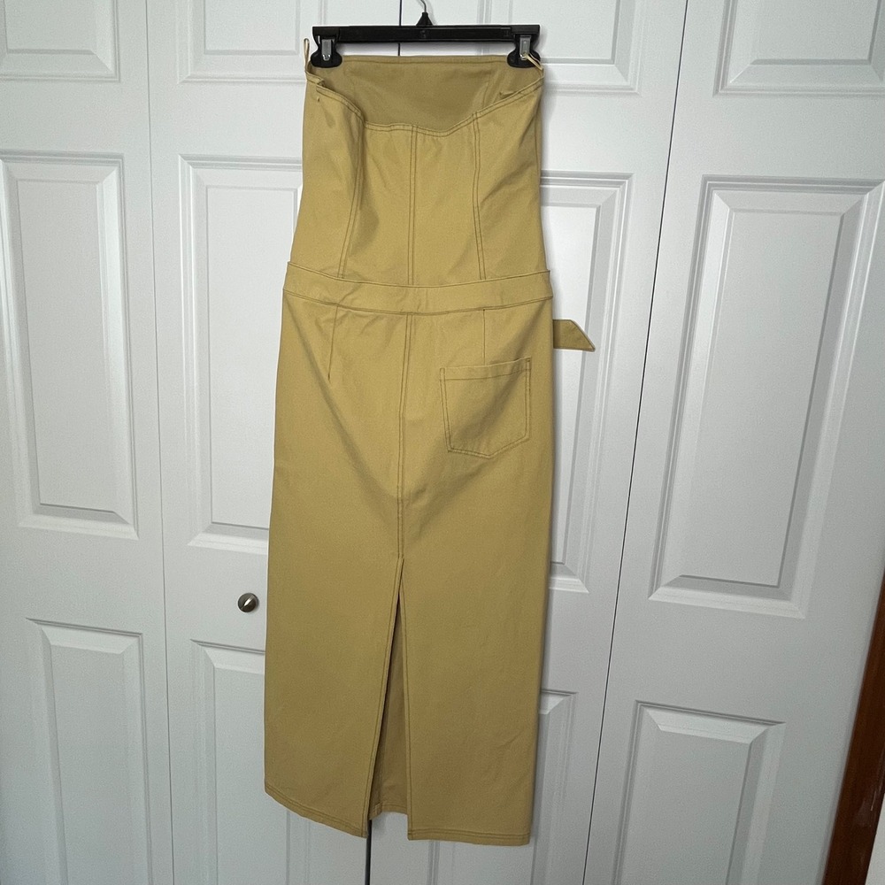 Zara Strapless Cargo Dress Size Medium NWT Belted Utility Midi Dress - Picture 10 of 16
